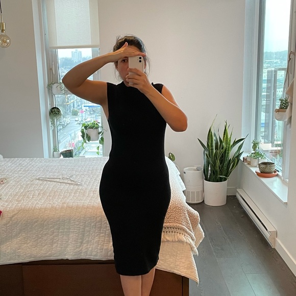 Ever new knit black midi dress fits 4 to 8 US - Picture 1 of 5
